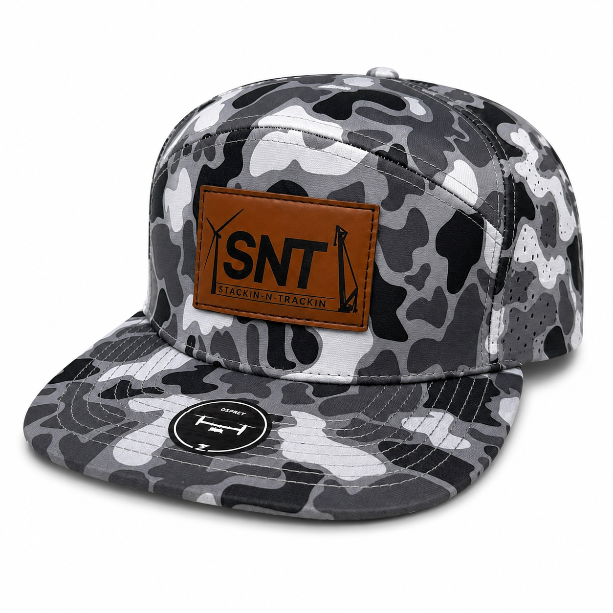 Grey Old School Camo Leather Patch
