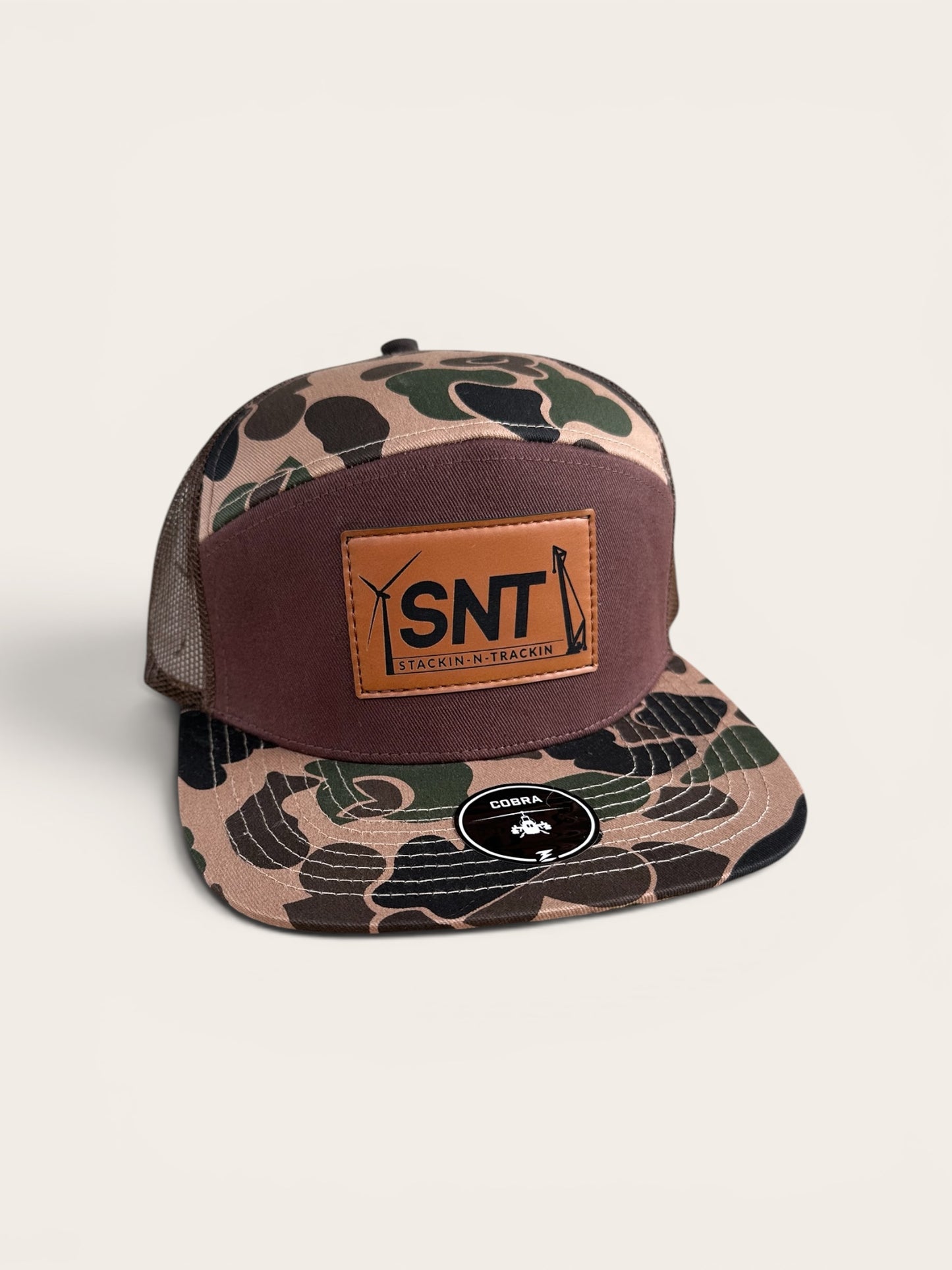 Old School Camo Brown/ Leather Patch